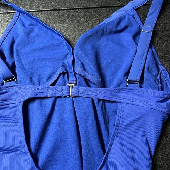Xhilaration Blue Ribbed Snap Front One Piece Size XL - Picture 7 of 8